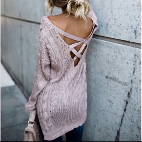 🍂Cross Back Sweater in Mauve🍂 - Picture 4 of 4